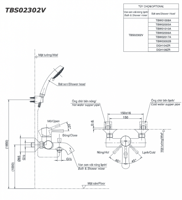 Bản-vẽ-kỹ-thuật Vòi-sen-tắm INAX-TBS02302V-nóng-lạnh