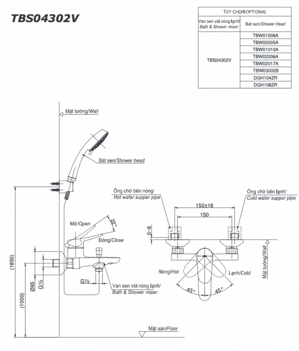 Bản-vẽ-kỹ-thuật Vòi-sen-tắm-TOTO TBS04302V-nóng-lạnh