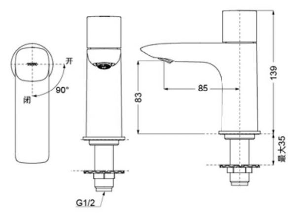 Bản vẽ kỹ thuật vòi TLG04101B TOTO