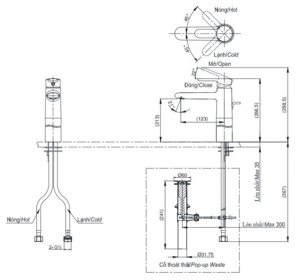 Bản vẽ kỹ thuật vòi TOTO TVLM112NS