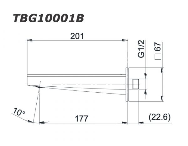 Bản vẽ kỹ thuật Vòi xả bồn tắm TOTO TBG10001B sen âm tường GB