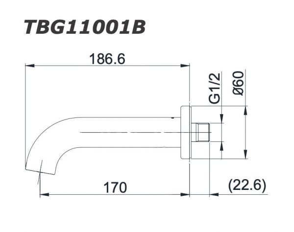 Bản vẽ kỹ thuật Vòi xả bồn tắm TOTO TBG11001B sen âm tường GF