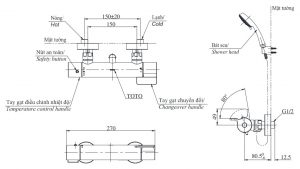 TOTO TBV03431V TBW01010A - Vòi sen tắm nhiệt độ 6 ban ve sen tam tbv03431v tbw01010a nhiet do toto