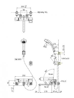 Bản vẽ sen tắm TOTO  TMGG40E3