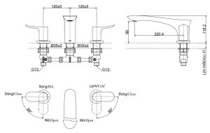 TOTO TBG01201B - Vòi sen xả bồn tắm gắn bồn 3 lỗ GO 6 ban ve sen tam xa bon tbg01201b