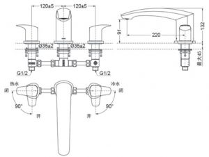 TOTO TBG09201B - Vòi sen xả bồn tắm gắn bồn 3 lỗ GM 7 ban ve sen tam xa bon tbg09201b