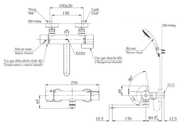 Bản vẽ sen tắm xả bồn TBV03427V DGH108ZR