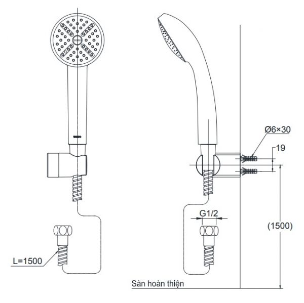 Bản vẽ tay sen tắm TOTO DGH104ZR