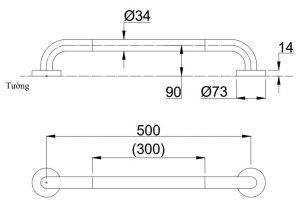 Bản vẽ thanh vịn T114C5#MLA T110D3R(X2) TOTO