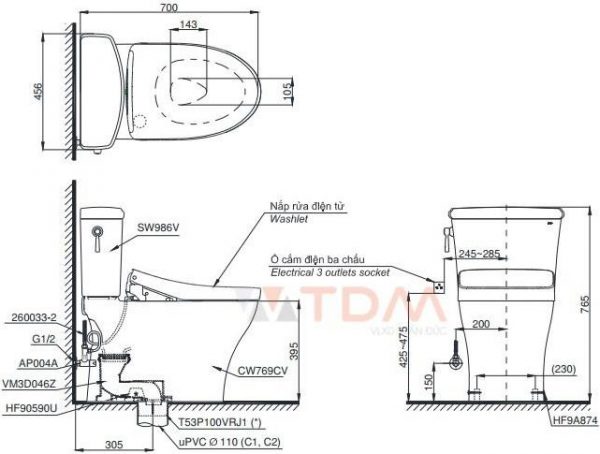 Ban ve toto cs986cgw12