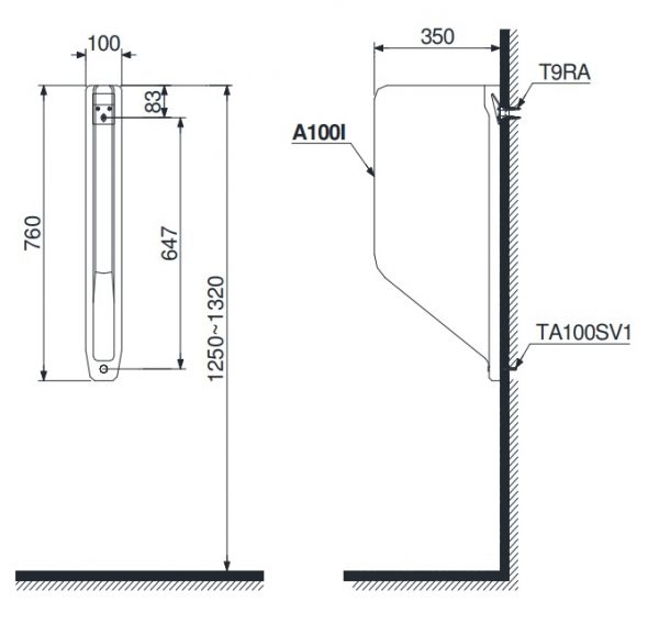 Bản vẽ vách ngăn bồn tiểu A100