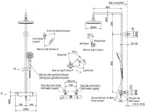 Bản vẽ vòi hoa sen tắm TOTO TBW01302B
