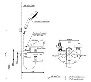 TOTO TBG02302V TBW02005A - Vòi sen tắm nóng lạnh GR 8 Bản vẽ vòi sen TOTO TBG02302V+TBW02005A