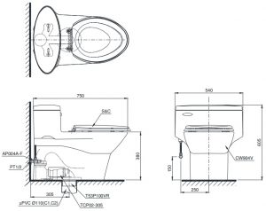 TOTO MS904T2 - Bồn cầu 1 khối nắp êm TC393VS 9 Bồn cầu TOTO MS904T2 - Xí bệt bàn cầu vệ sinh 1 khối nắp êm