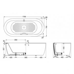 Bồn Tắm TOTO FBYN1716CPTE#W Gang Tráng Men 1.7M 2