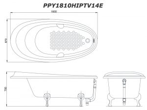 TOTO PPY1810HIPTV14E#S 1.8M - Bồn tắm lập thể ngọc trai 3 Bồn tắm TOTO PPY1810HIPTV14E#S lập thể gang tráng men 1.8M