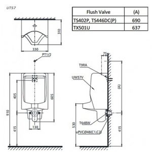 Bồn tiểu nam TOTO UT57R 2
