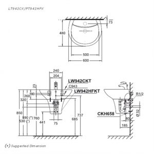 Chậu rửa lavabo TOTO LT950C đặt bàn 2