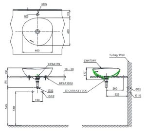 Chậu rửa mặt lavabo TOTO LT4704G19