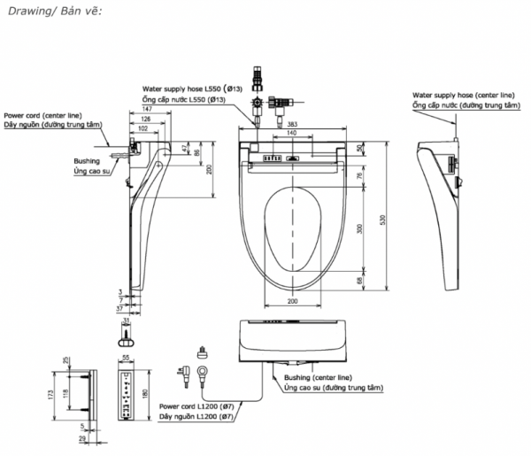 Nắp bồn cầu TOTO TCF24410AAA W14 rửa điện tử WASHLET C5