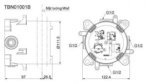 Phụ-kiện-TOTO-TBN01001B-sen-âm-tường-3-đường-nước-ra