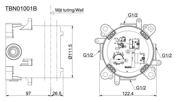 Phụ-kiện-TOTO-TBN01001B-sen-âm-tường-3-đường-nước-ra