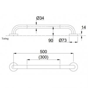 Thanh Vịn TOTO T114C5#MLA T110D3R(X2) Gắn Tường 2
