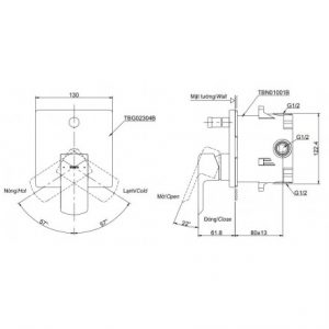 TOTO TBG02304B TBN01001B - Van gật gù sen âm tường GR 4 Van Điều Chỉnh Nóng Lạnh TOTO TBG02304B TBN01001B 2