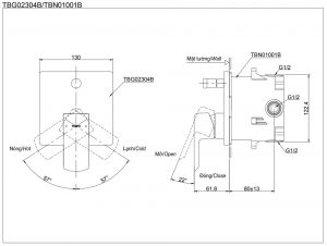 TOTO TBG02304B TBN01001B - Van gật gù sen âm tường GR 5 van gat gu toto tbg02304b tbn01001b sen am tuong