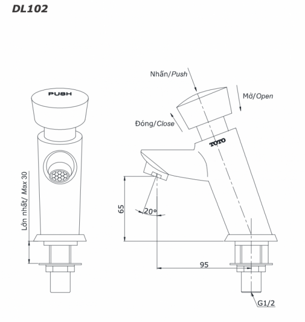 Vòi chậu lavabo TOTO DL102 chỉ lạnh