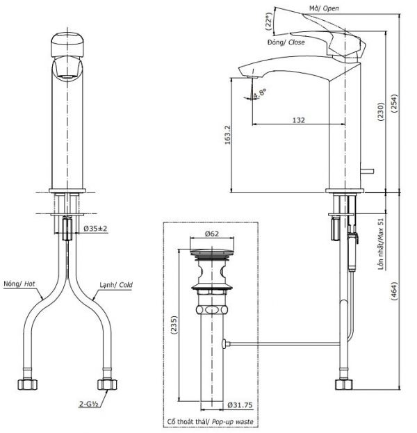 Vòi chậu lavabo TOTO TLG09303V cổ cao 2