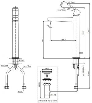 TOTO TLG10305V - Vòi chậu lavabo cổ cao nóng lạnh GB 5 Vòi chậu lavabo TOTO TLG10305V cổ cao 2
