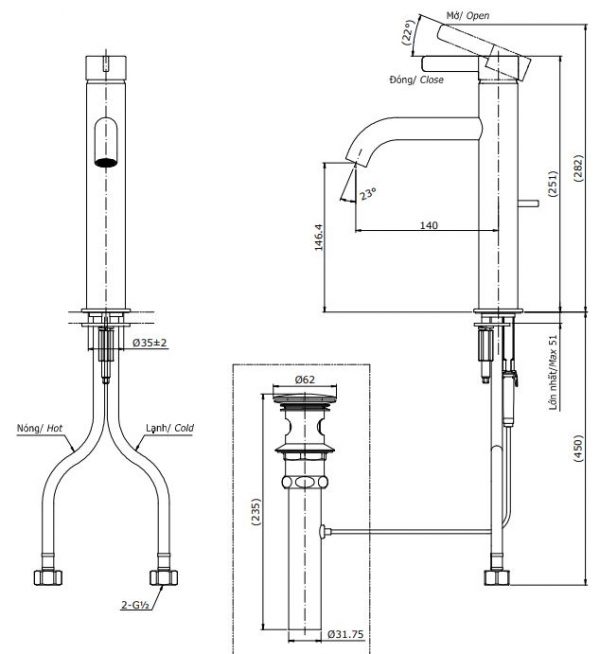 Vòi chậu lavabo TOTO TLG11303V cổ cao 2