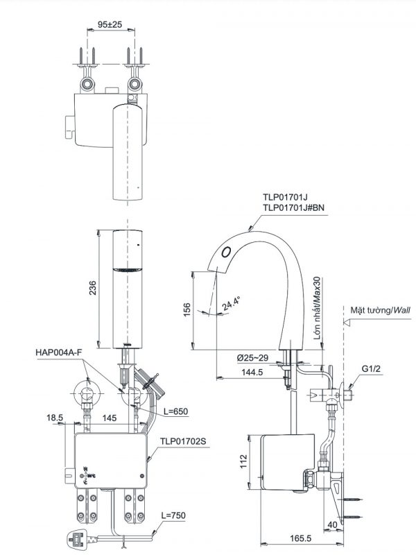 Vòi chậu lavabo TOTO TLP01701J/TLP01702S cảm ứng nóng lạnh