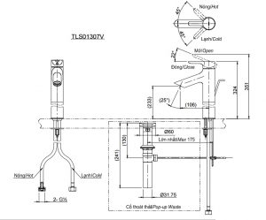 Vòi chậu lavabo TOTO TLS01307V cổ cao 2