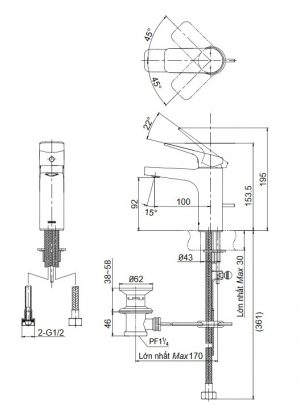 Vòi chậu lavabo TOTO TTLR302F-1N 2
