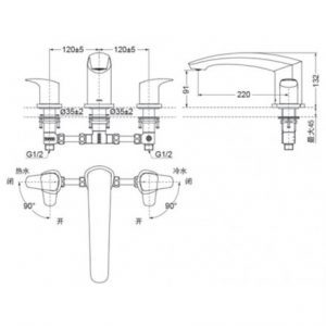 TOTO TBG09201B - Vòi sen xả bồn tắm gắn bồn 3 lỗ GM 6 Vòi Xả Bồn Tắm TOTO TBG09201B 2