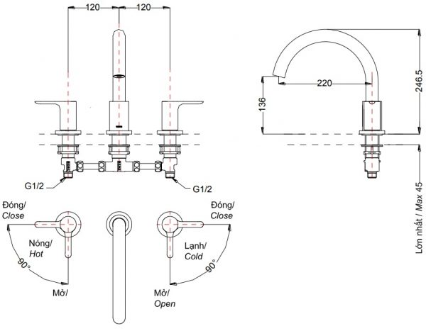 Vòi Xả Bồn Tắm TOTO TBS01201B 2