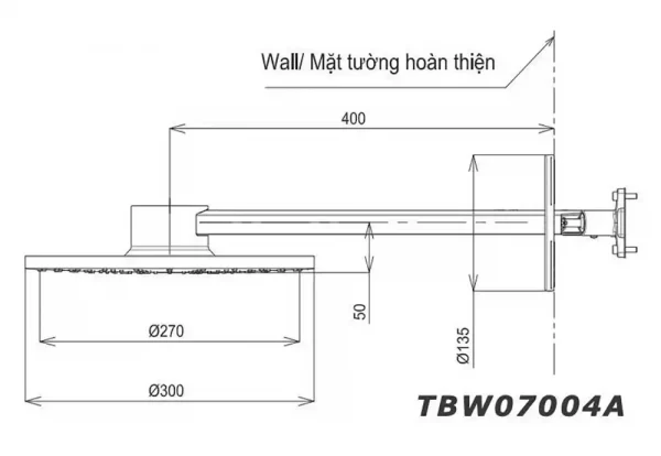 Ban ve ky thuat Bat sen am tuong TOTO TBW07004A TBN01002B gan tuong