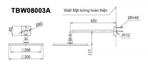 TOTO TBW08003A - Bát sen âm tường gắn tường 2 Ban ve ky thuat Bat sen am tuong TOTO TBW08003A gan tuong