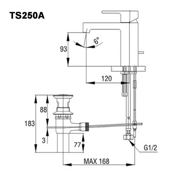 Ban ve ky thuat Voi lavabo TOTO TS250A nong lanh 1