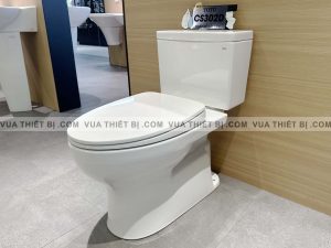 TOTO CS302DE2#W - Bồn cầu thông minh nắp rửa cơ TCW07S 10 CS302DT10W Hinh anh thuc te Bon cau 2 khoi TOTO nap em vuathietbi.com 2