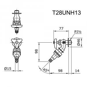 TOTO T28UNH13 - Vòi nước gắn tường nước lạnh 1 ban ve ky thuat Voi nuoc gan tuong TOTO T28UNH13 nuoc lanh