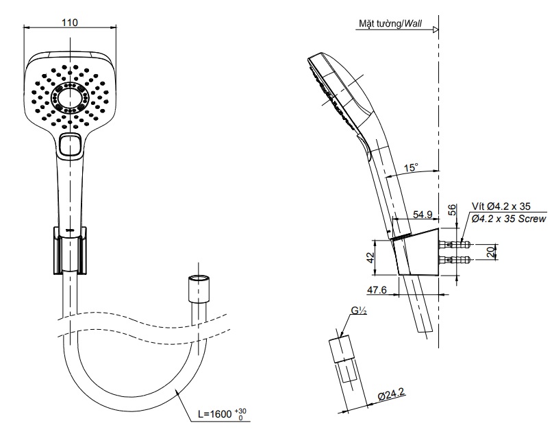 TOTO TBW02001BA TBG02302VA TBW02006A - Vòi sen cây nóng lạnh 11 ban ve ky thuat tay sen toto tbw02006a massage 3 che do 2