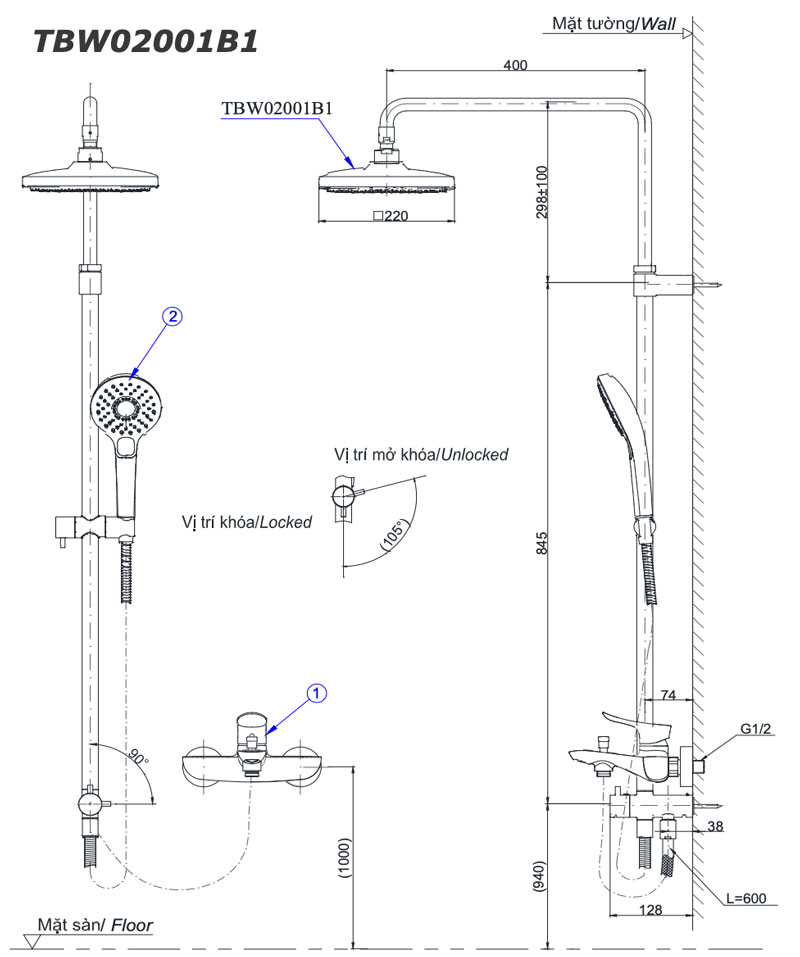 TOTO TBW02001BA TBG04302VA TBW02005A - Vòi sen cây nóng lạnh 11 ban ve ky thuat voi sen cay toto tbw02001b tbw02001b1 tbw02001ba