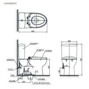 bon cau 2 khoi toto cs320drt3 nap em tc385vs